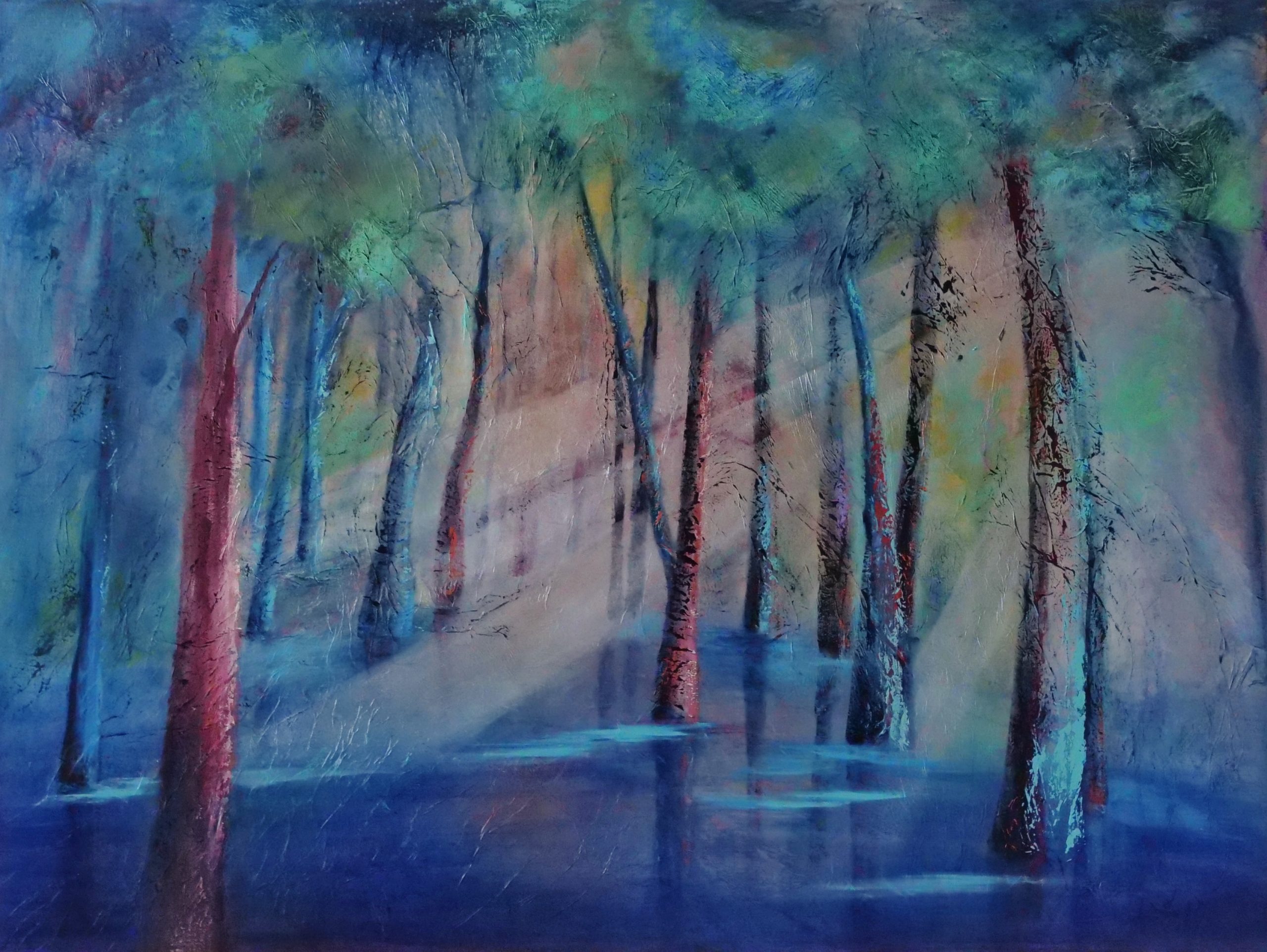 painting of trees and water